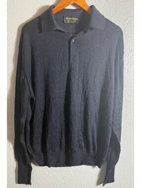 Harry Rosen Luxury Cashmere Silk Blend Italy Mens Lightweight Polo Size XL